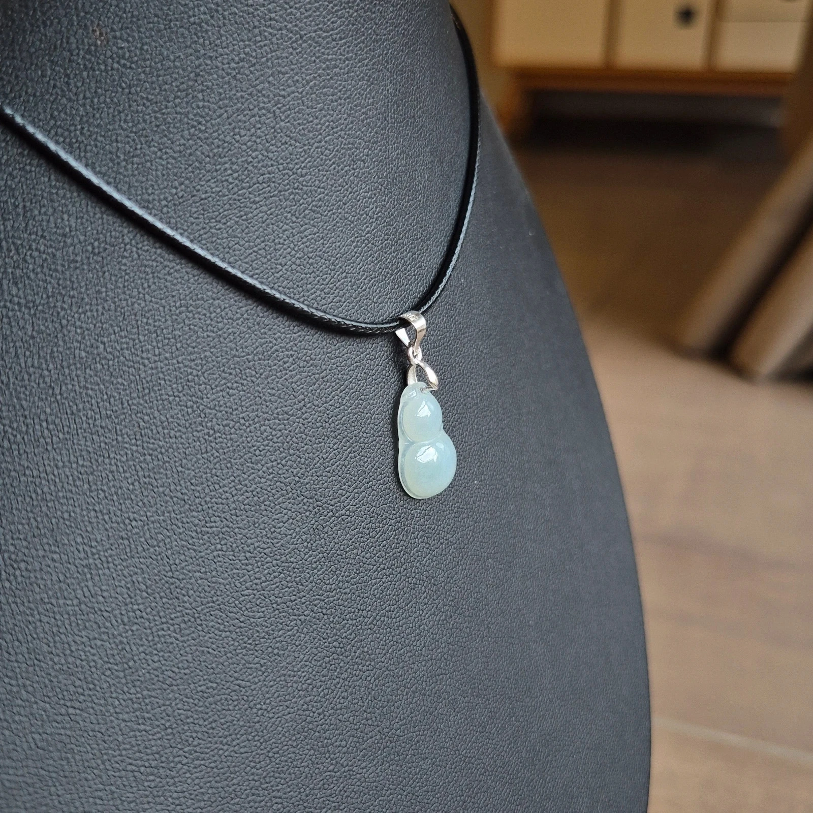 #Natural no tratado tipo A jadeíta jade colgante con baño de oro de 18k y collar – photo 8